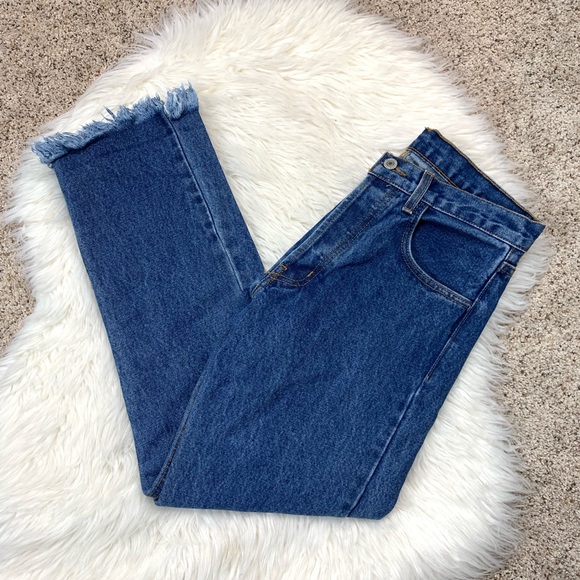 Brandy Melville Denim - Brandy Melville High Rise Button Fly Raw Hem Jeans